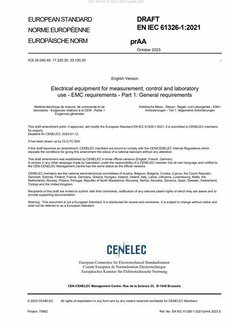 EN IEC 61326-1:2021測量、控制和實驗室用的電設(shè)備 電磁兼容性要求 第1部分:通用要求